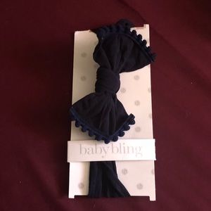 Baby bling navy bow headband